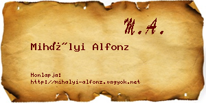 Mihályi Alfonz névjegykártya